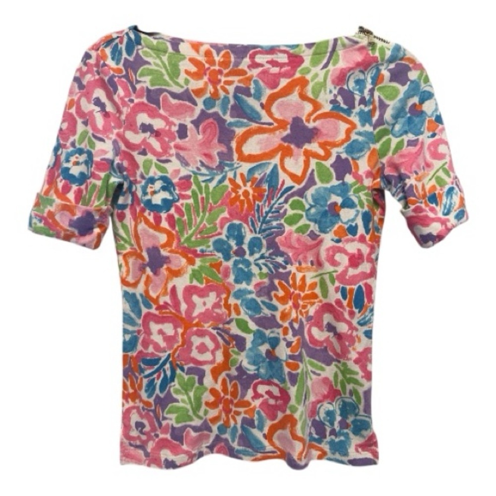 Y2K Vibes Ralph Lauren Vibrant Floral Short Sleeve Shirt XS